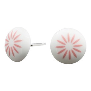 Ohrringe aus weißem Porzellan mit rosa Stern - 399 025